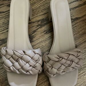 SHEIN Beige Woven Slide Sandals